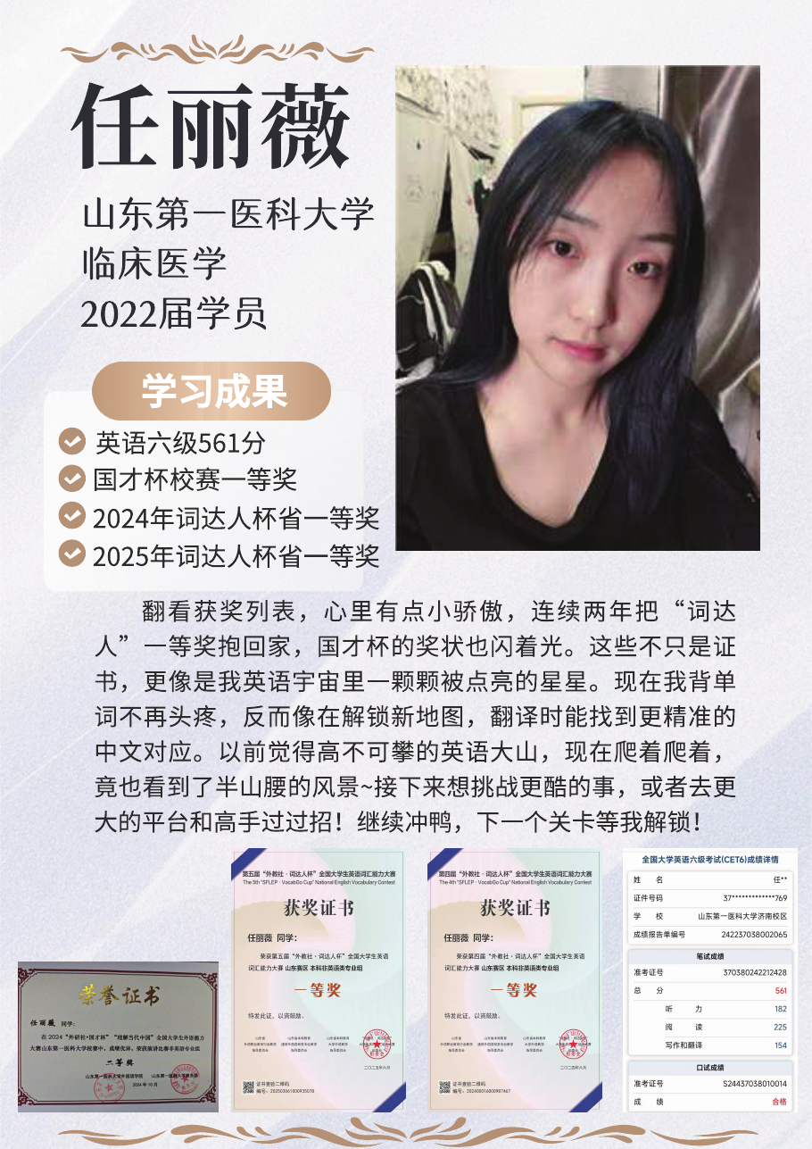 任丽薇优秀学员成长海报